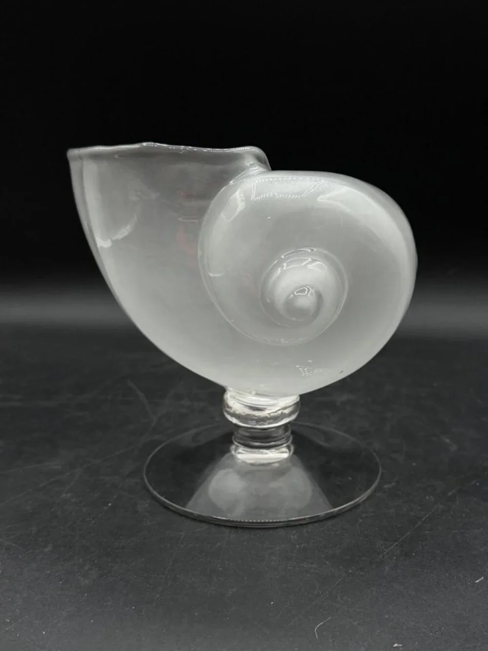 Cambridge Crown Tuscan Glass Footed Nautilus Shell Vase Opaque Frosted